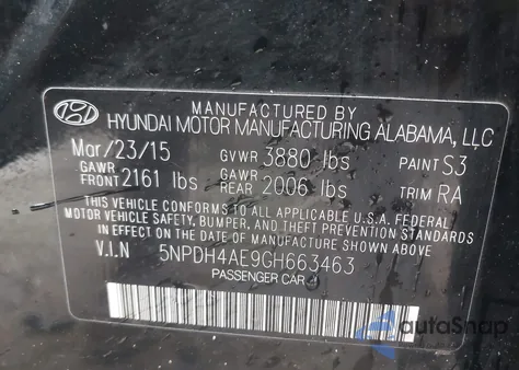 2016 Hyundai Elantra Se из США, поврежденный, VIN 5NPDH4AE9GH663463